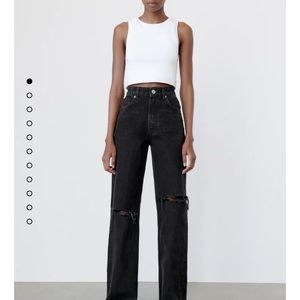 Zara RIPPED WIDE LEG JEANS